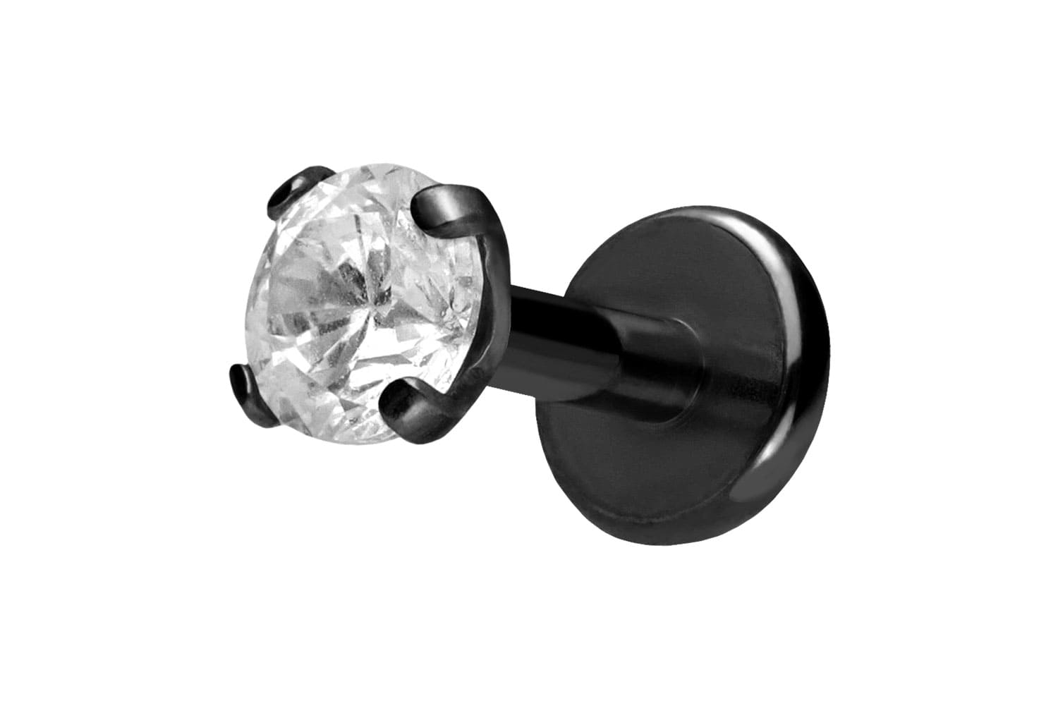 Titan Labret Piercing mit Push Fit EINGEFASSTER KRISTALL